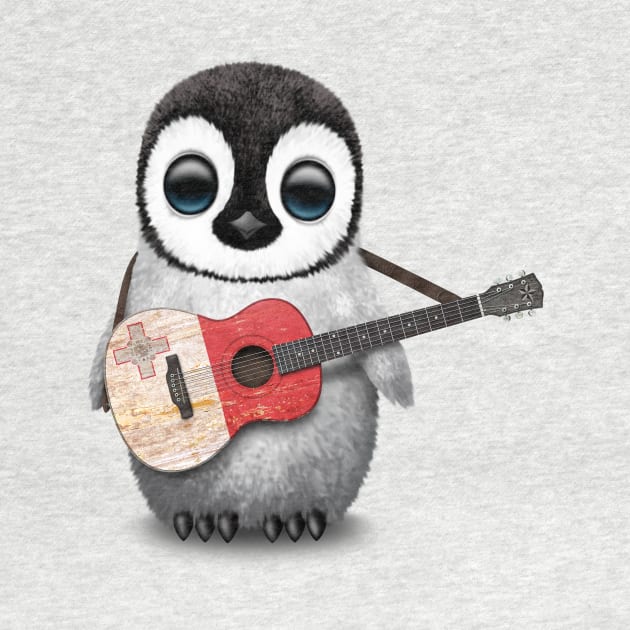 Baby Penguin Playing Maltese Flag Guitar by jeffbartels